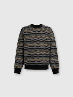 Felpa girocollo in cotone zig zag