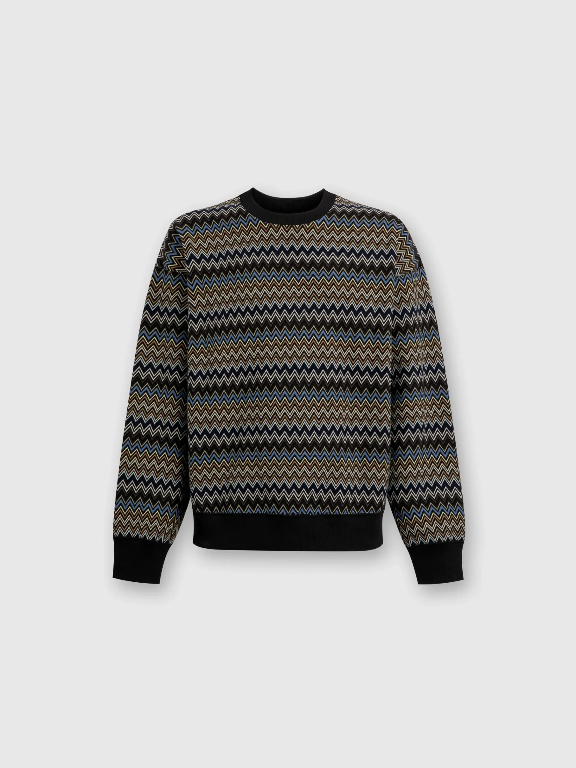 Felpa girocollo in cotone zig zag