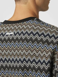 Felpa girocollo in cotone zig zag
