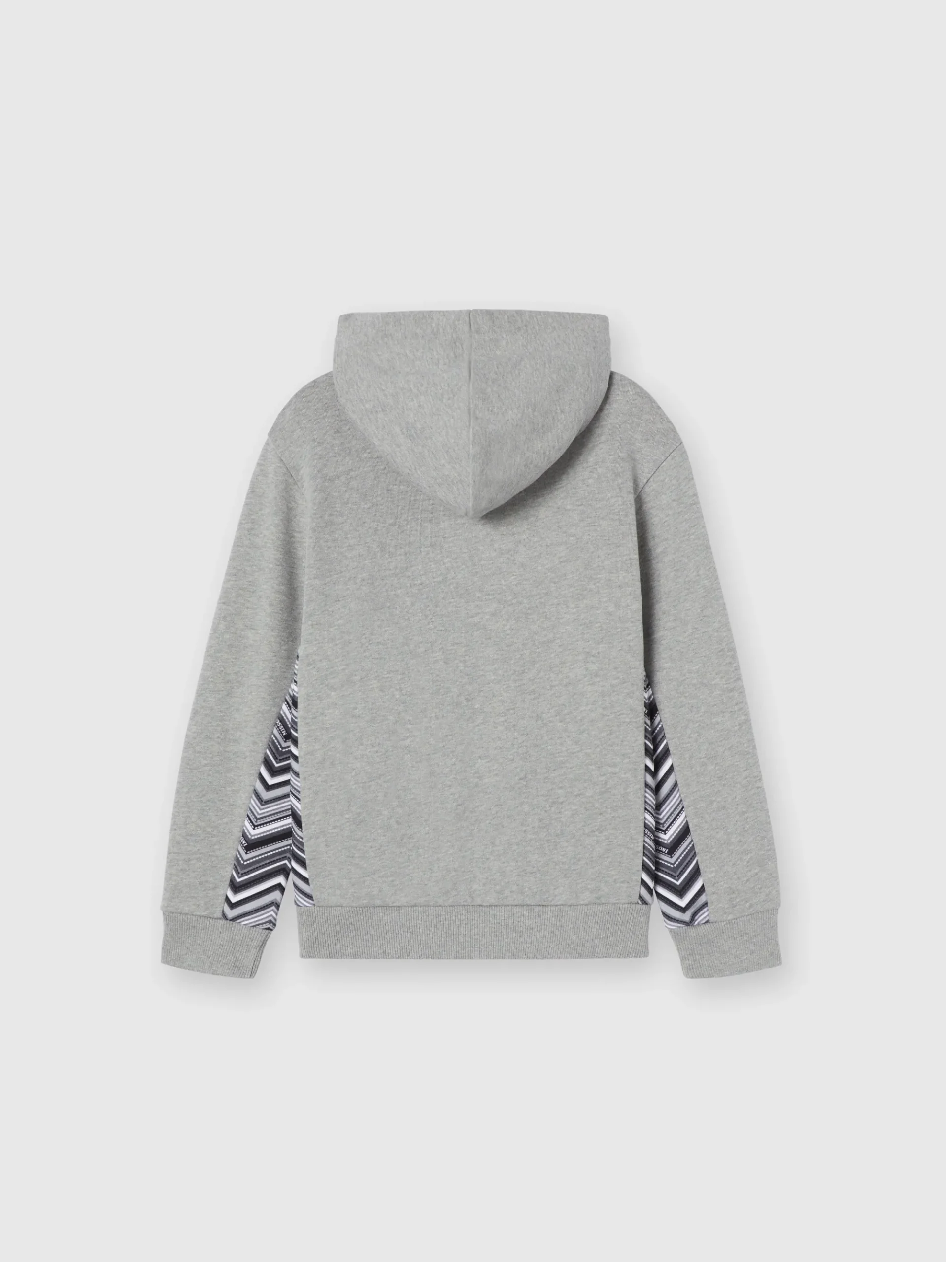 Felpa in cotone con cappuccio, inserti zig zag e logo