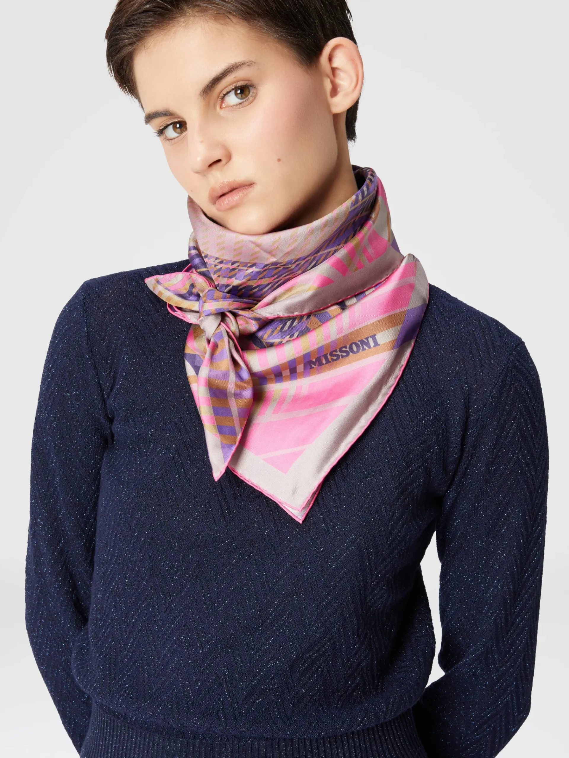 Foulard in seta stampa geometrica