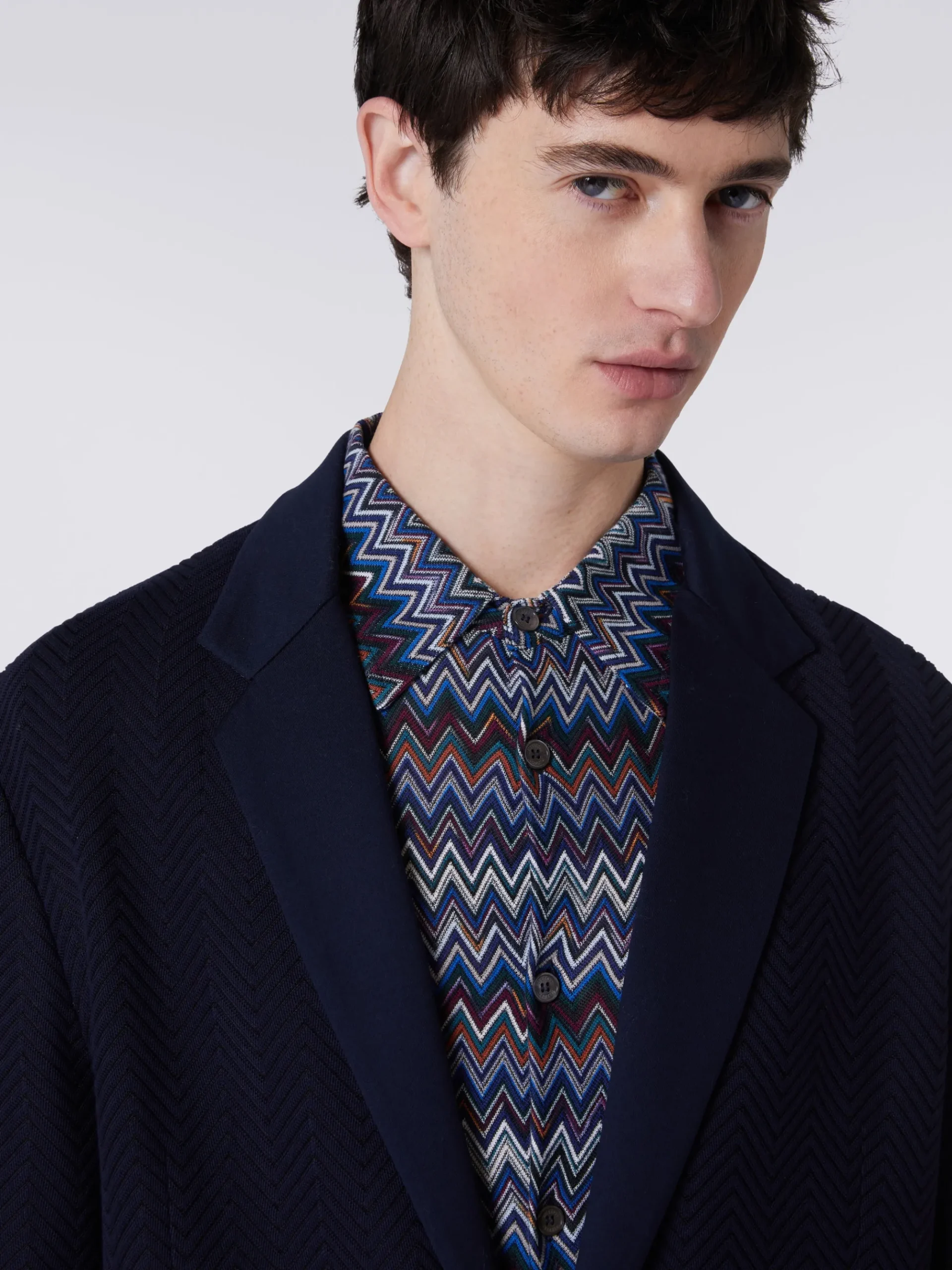 Giacca in cotone e viscosa chevron