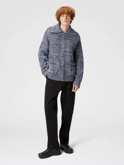 Giacca in maglia di lana con tasche applicate