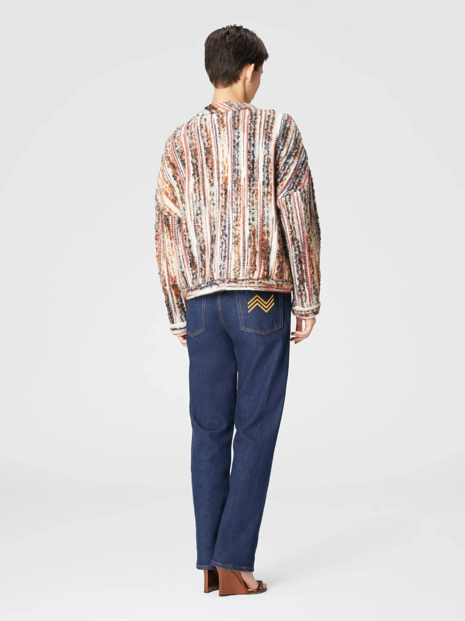Giacca in misto lana, mohair e alpaca a righe