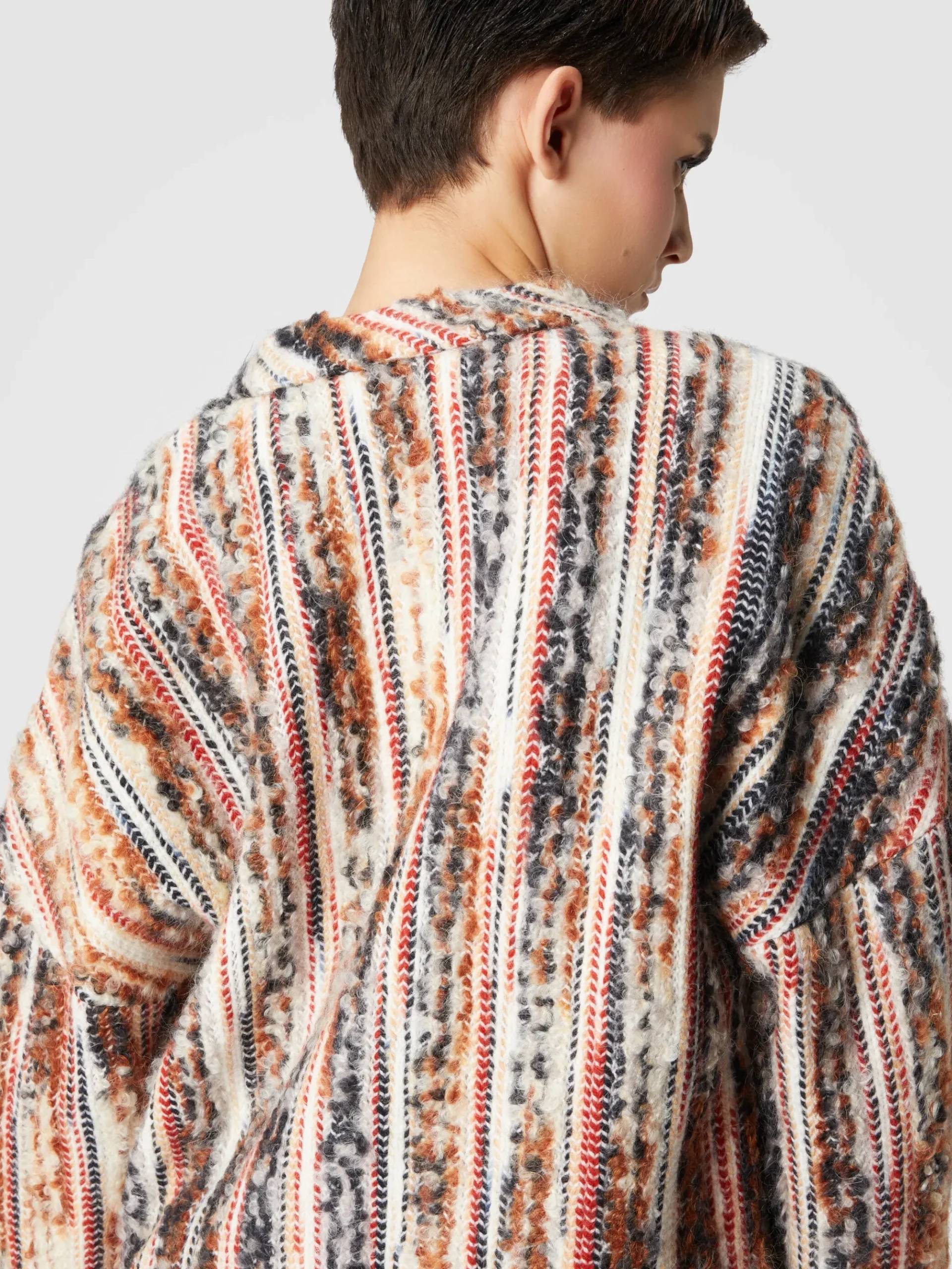 Giacca in misto lana, mohair e alpaca a righe