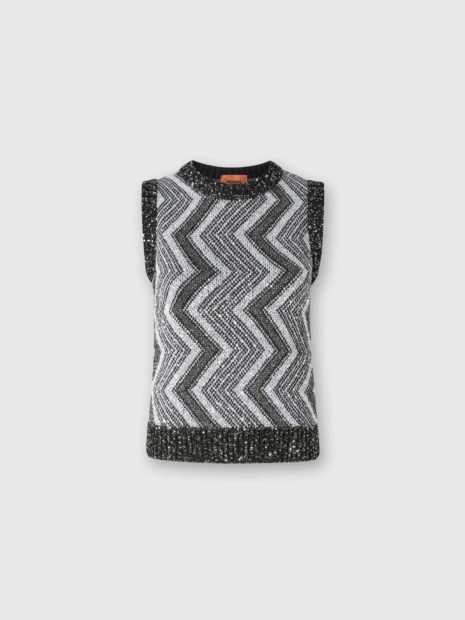 Gilet con macro zig zag e paillettes