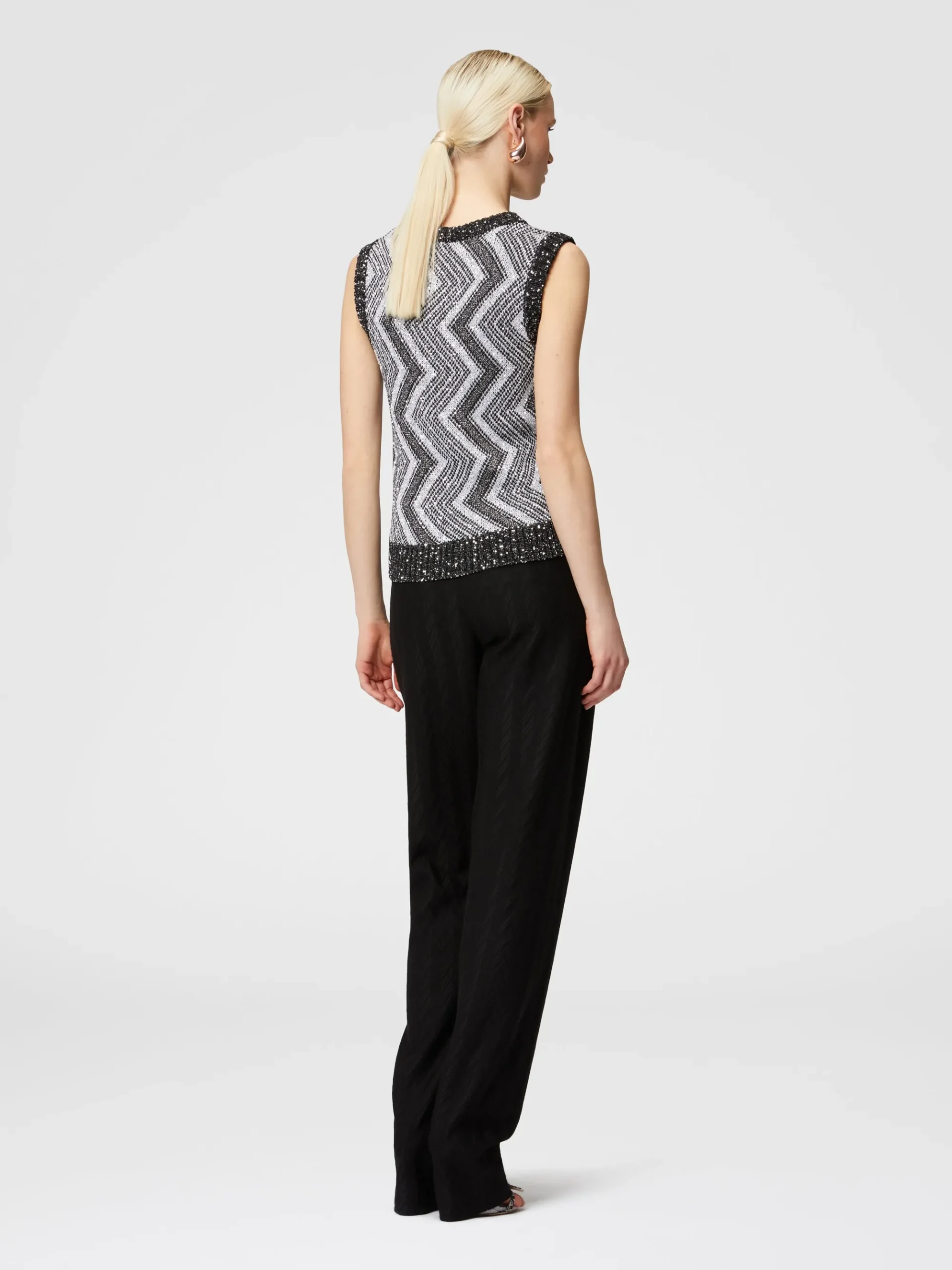 Gilet con macro zig zag e paillettes