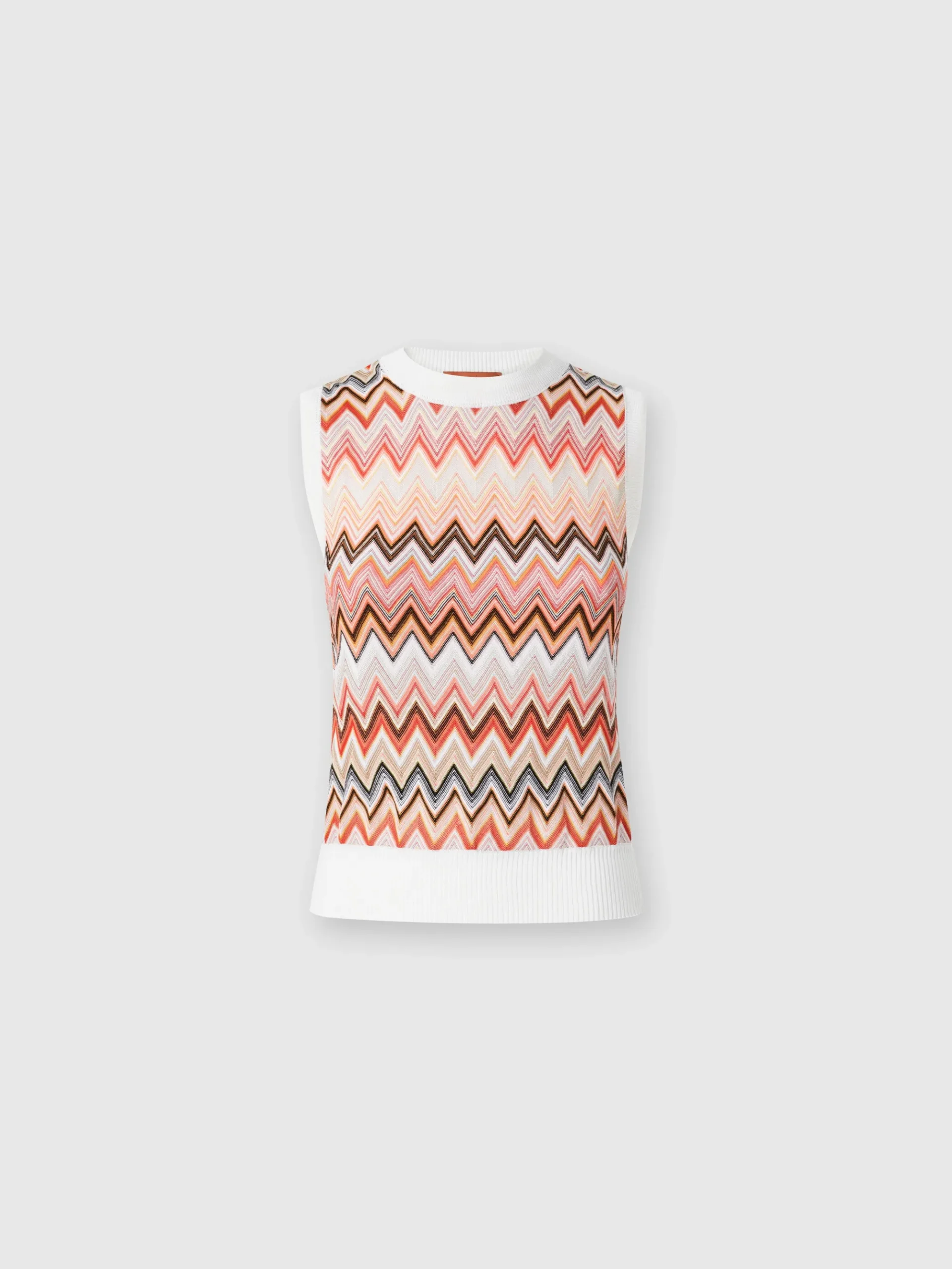 Gilet girocollo in misto viscosa con inserto chevron