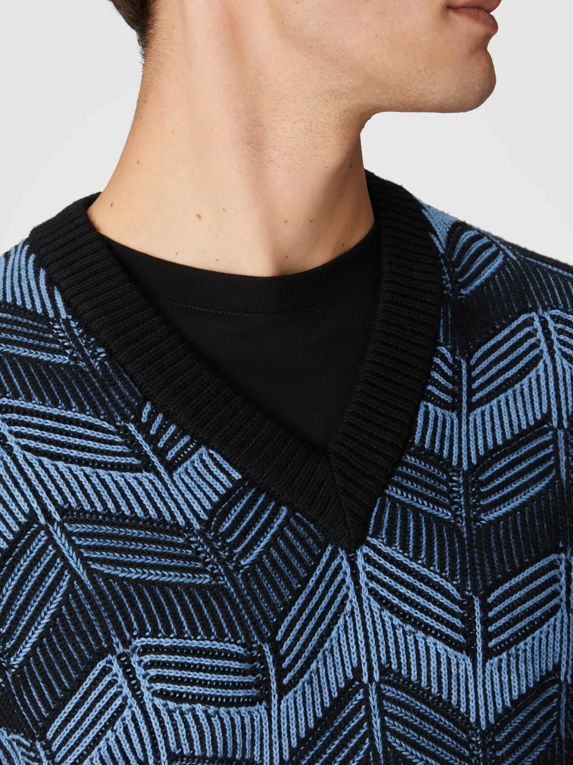 Gilet in lana vergine e cotone zig zag