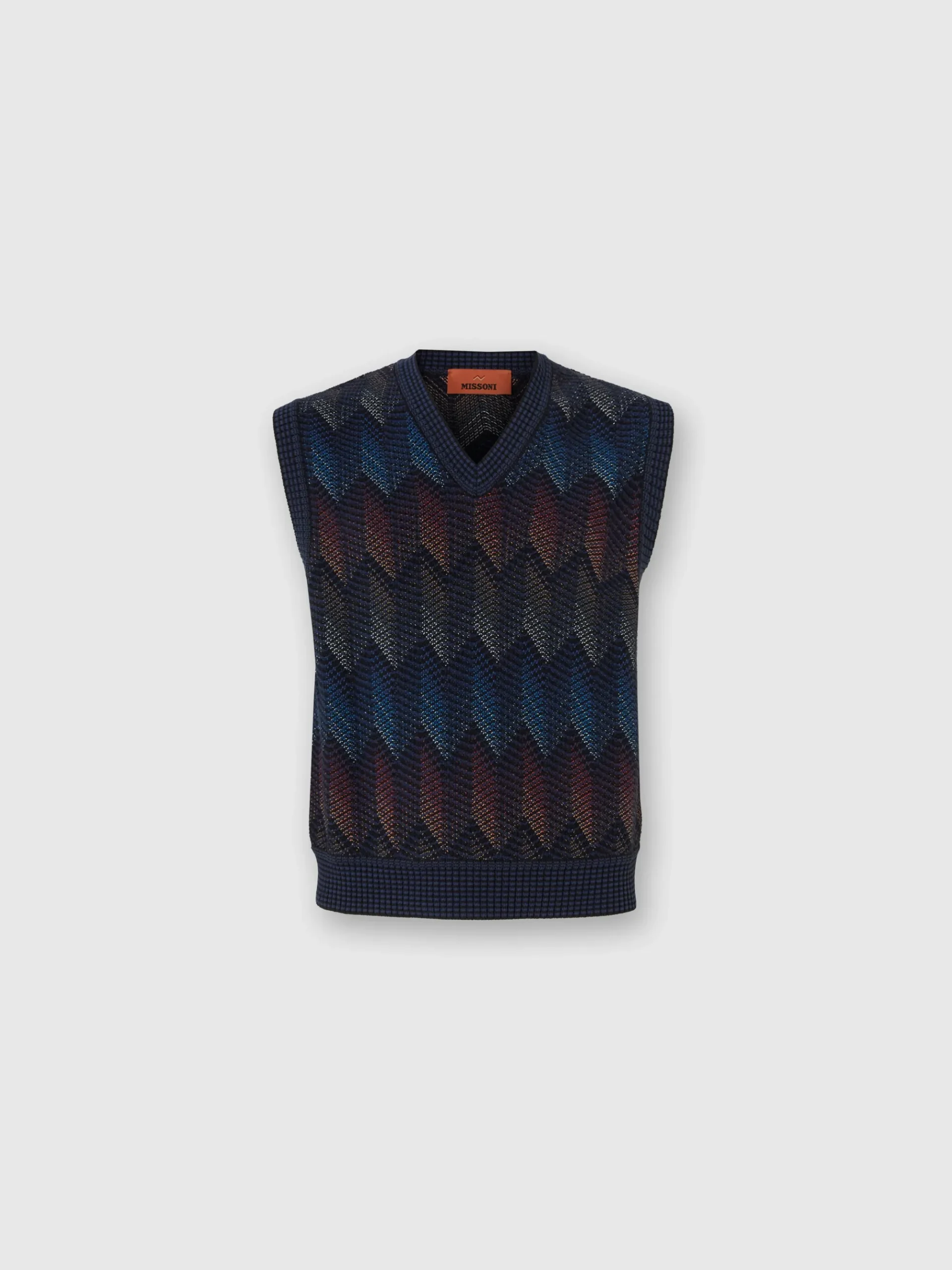 Gilet in misto cotone chevron sfumato con scollo a V