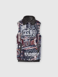 Gilet reversibile con impunture e scritte