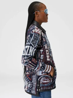 Gilet reversibile con impunture e scritte