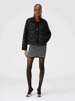 Giubbotto in maglia bouclé con chevron lamé