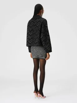 Giubbotto in maglia bouclé con chevron lamé