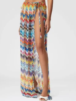 Gonna copricostume lunga a trama larga con lurex