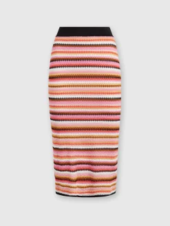 Gonna midi in cotone e viscosa zig zag