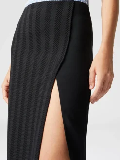 Gonna midi in cotone e viscosa zig zag tono su tono con spacco
