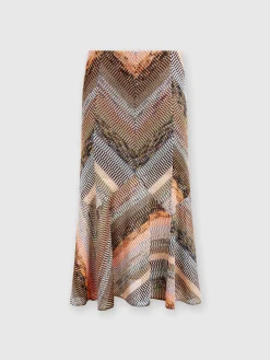 Gonna midi svasata lamé effetto patchwork