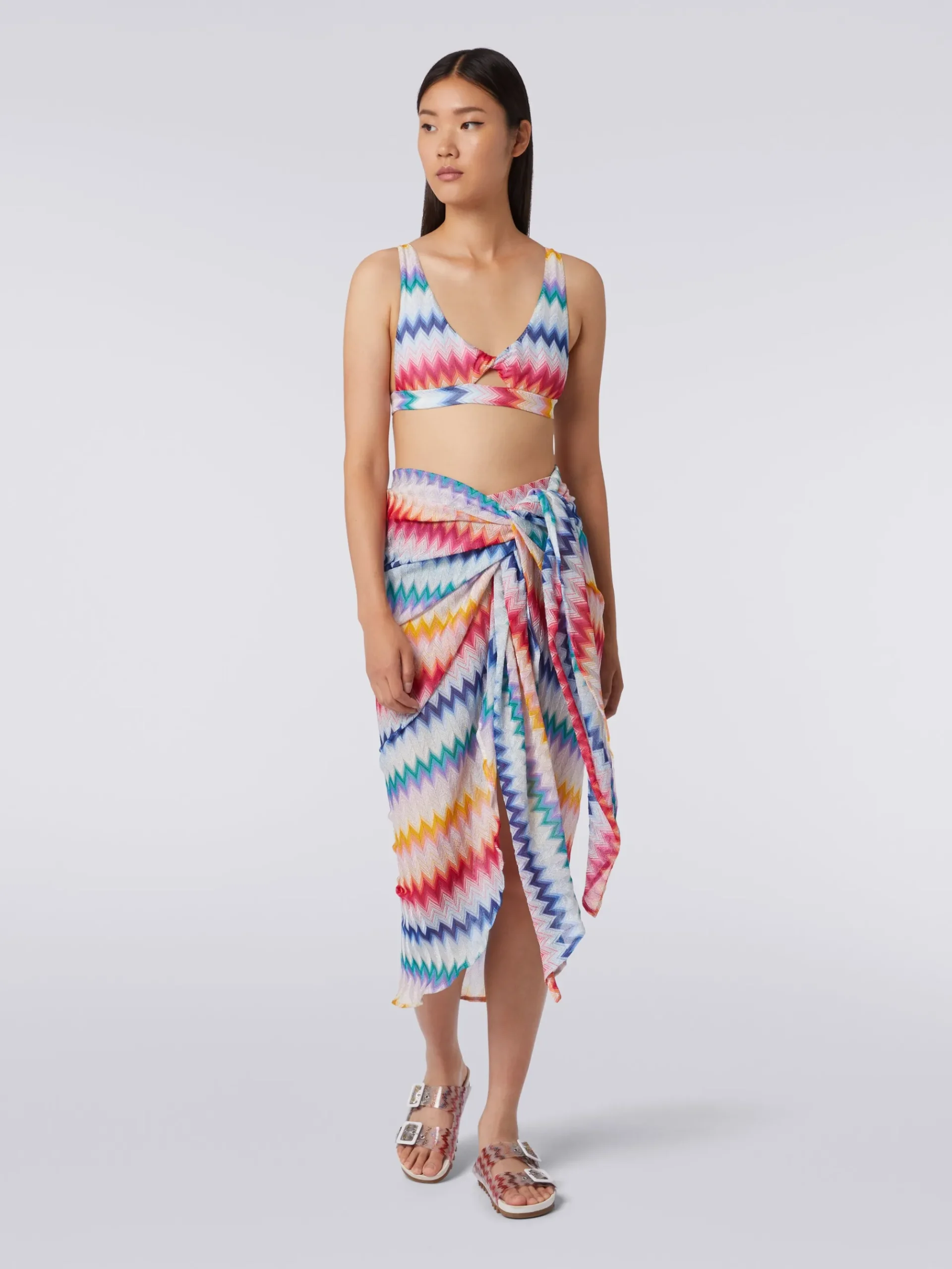 Gonna pareo motivo zig zag con lurex