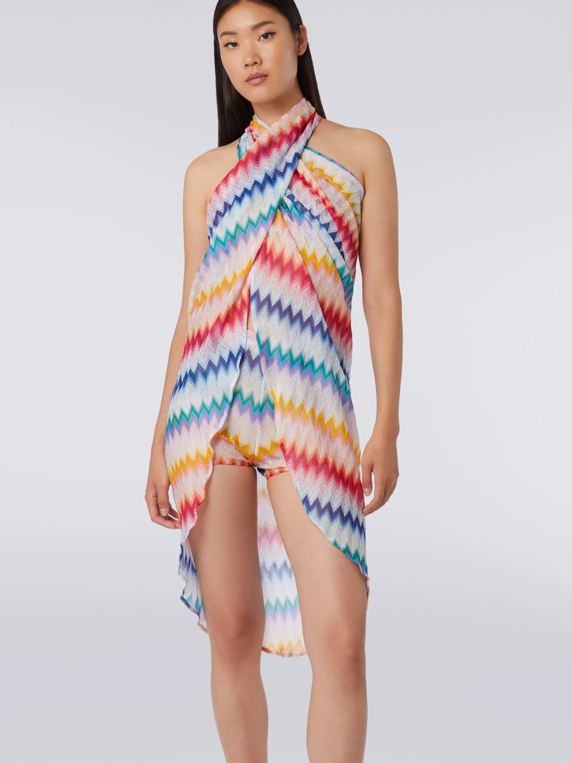 Gonna pareo motivo zig zag con lurex