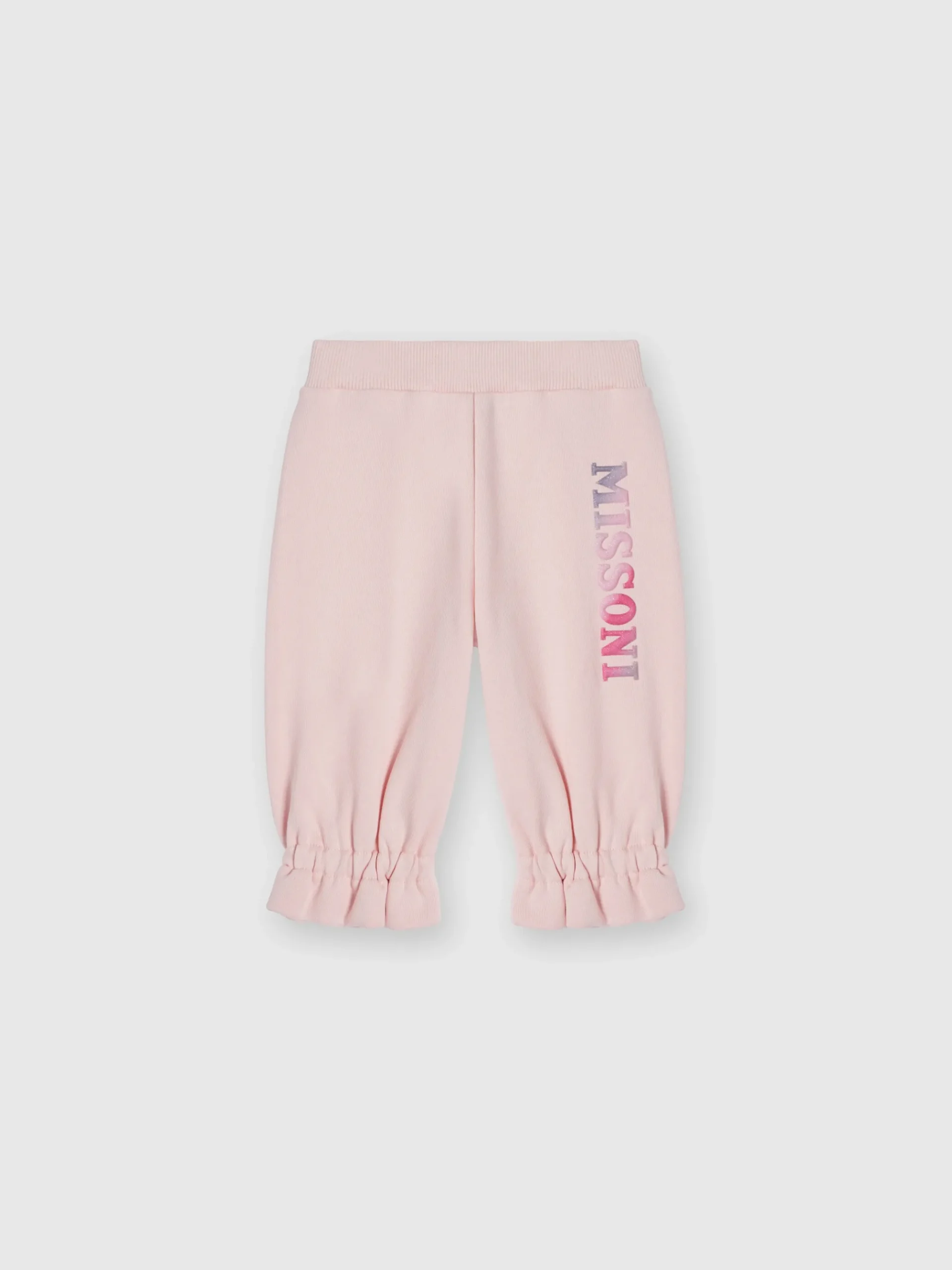Joggers in cotone con rouches sul fondo e logo