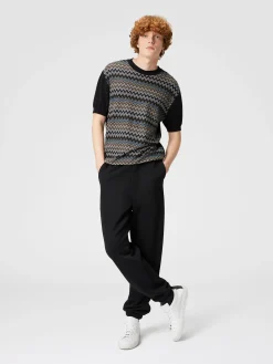 Joggers in felpa di cotone con inserto in maglia