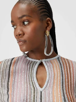 Maglia a costine parzializzate con paillettes