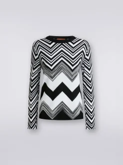 Maglia girocollo in misto cotone zig zag