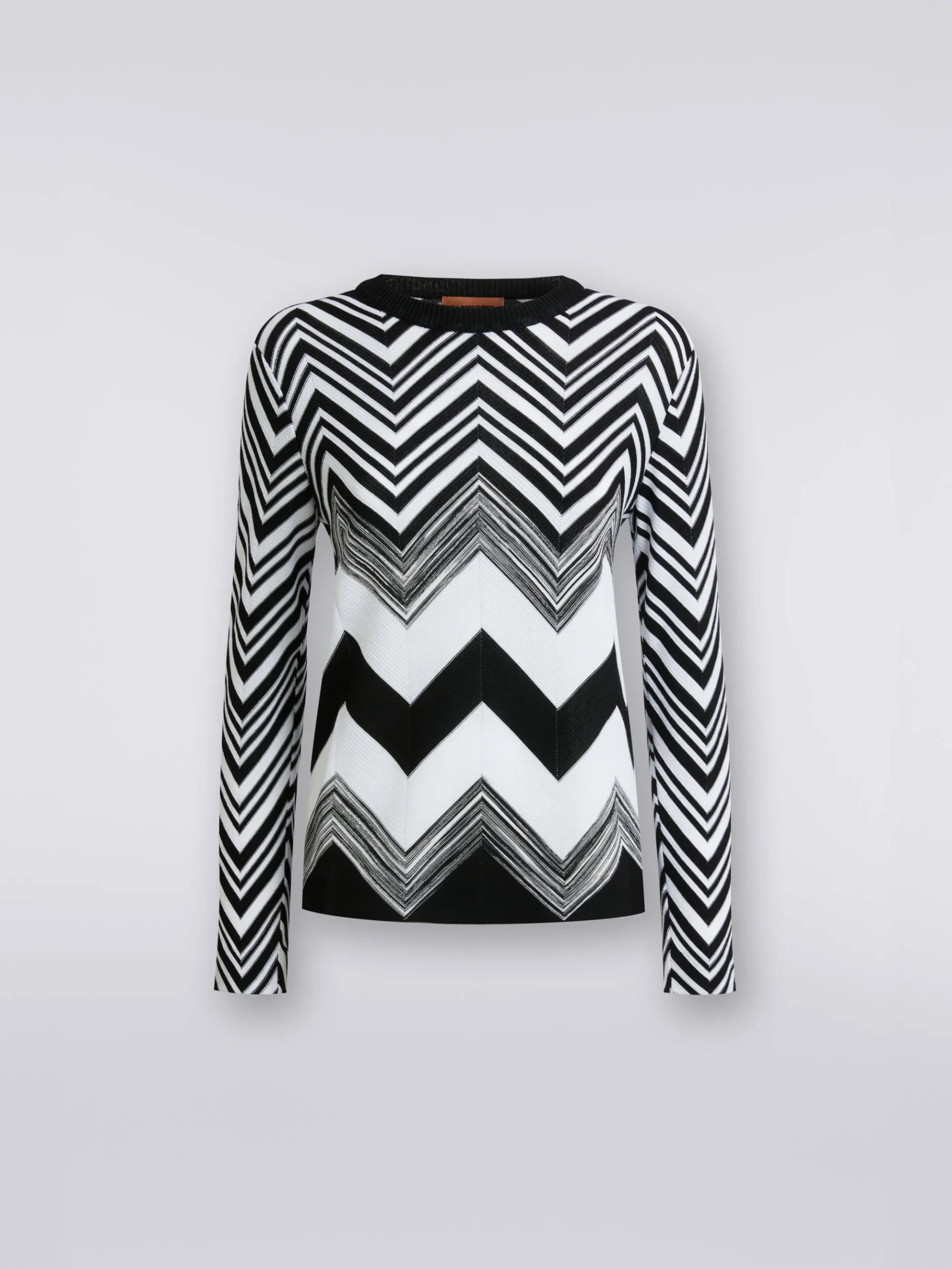 Maglia girocollo in misto cotone zig zag