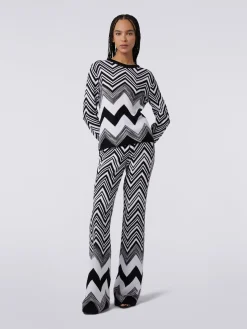 Maglia girocollo in misto cotone zig zag