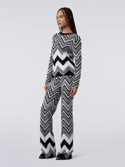 Maglia girocollo in misto cotone zig zag