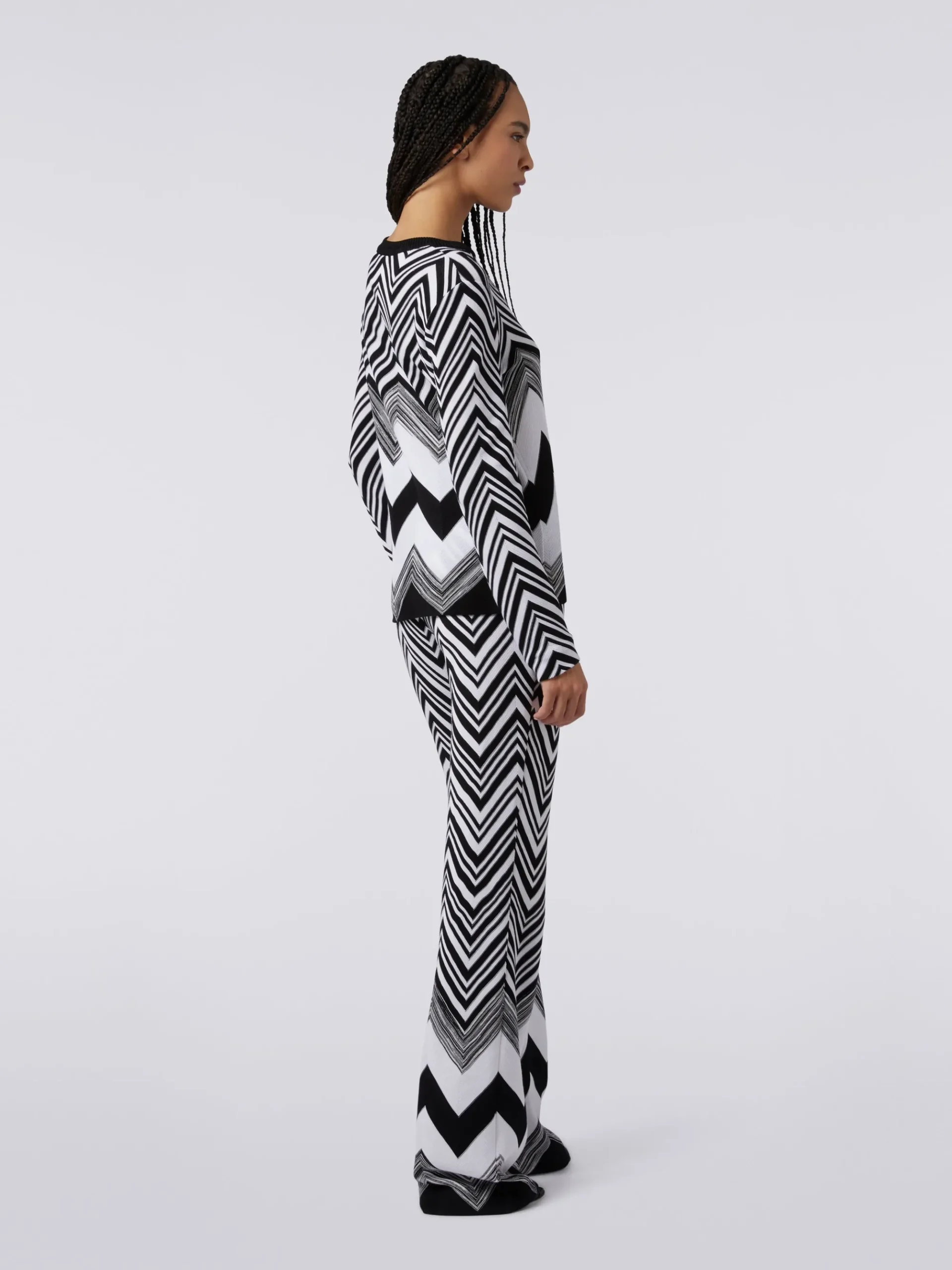 Maglia girocollo in misto cotone zig zag