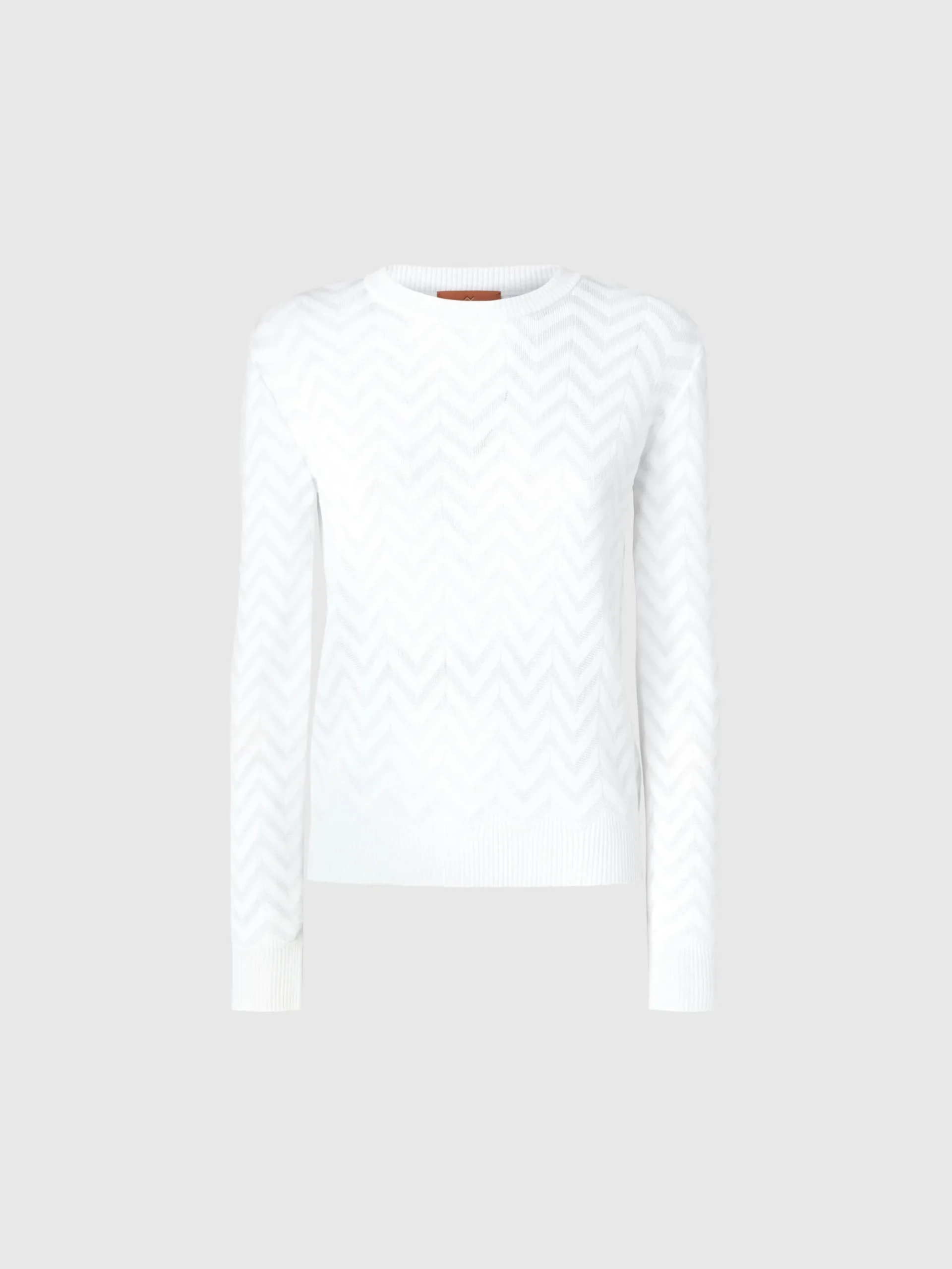 Maglia girocollo motivo chevron tono su tono