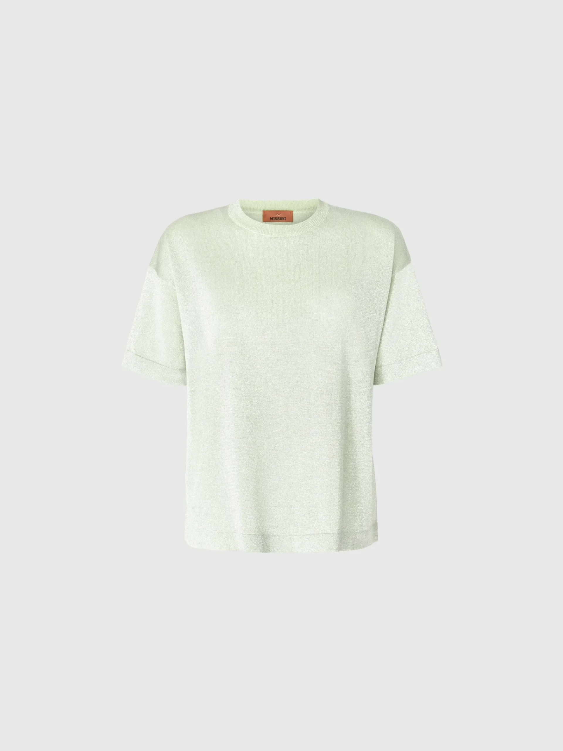 Maglia girocollo oversize in viscosa lamé con maniche cote