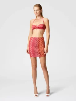 Mingonna copricostume in nylon stretch zig zag lamé