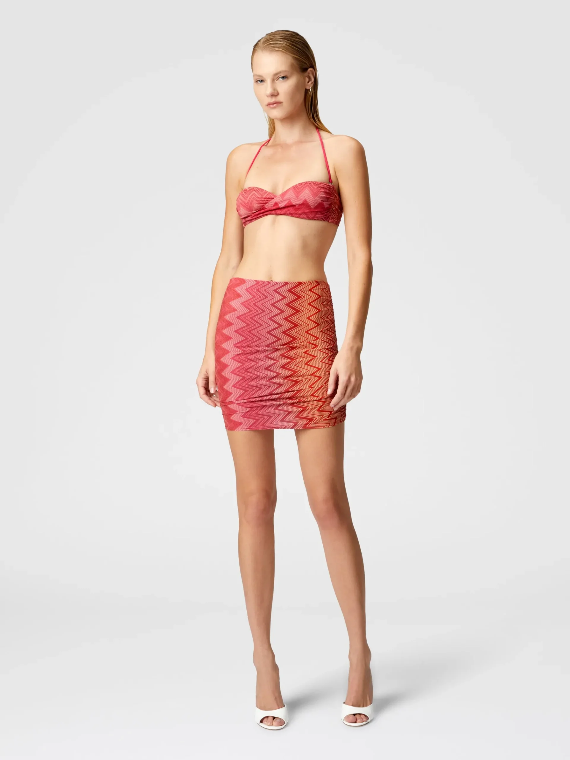 Mingonna copricostume in nylon stretch zig zag lamé