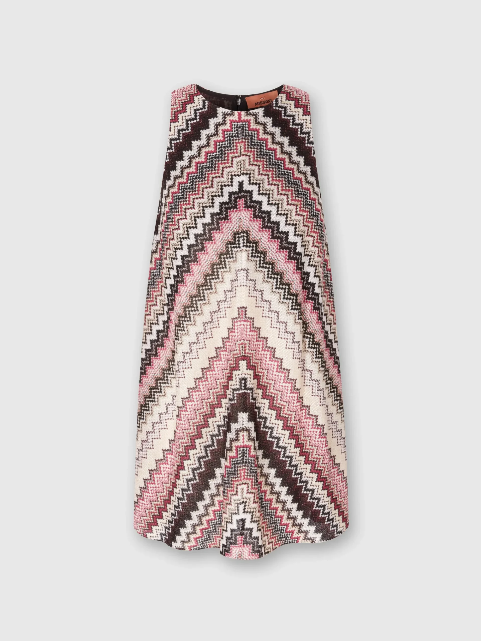 Mini-abito a trapezio con motivo zig zag seghettato lamé