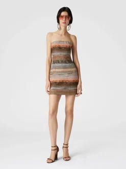 Mini-abito bustier in viscosa lamé