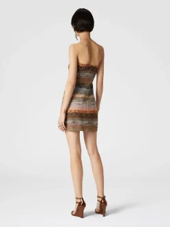 Mini-abito bustier in viscosa lamé