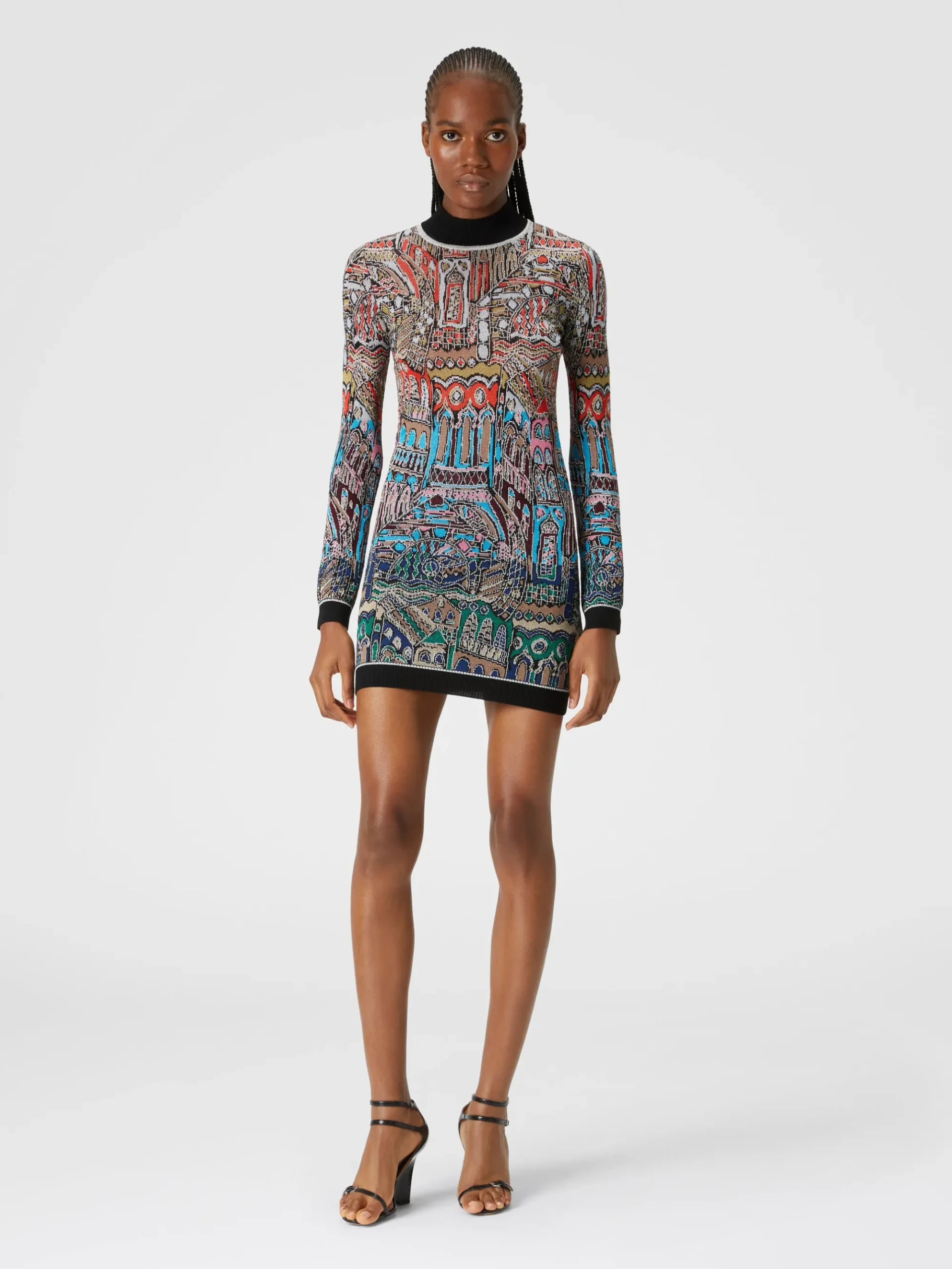 Mini-abito con motivo Venezia jacquard