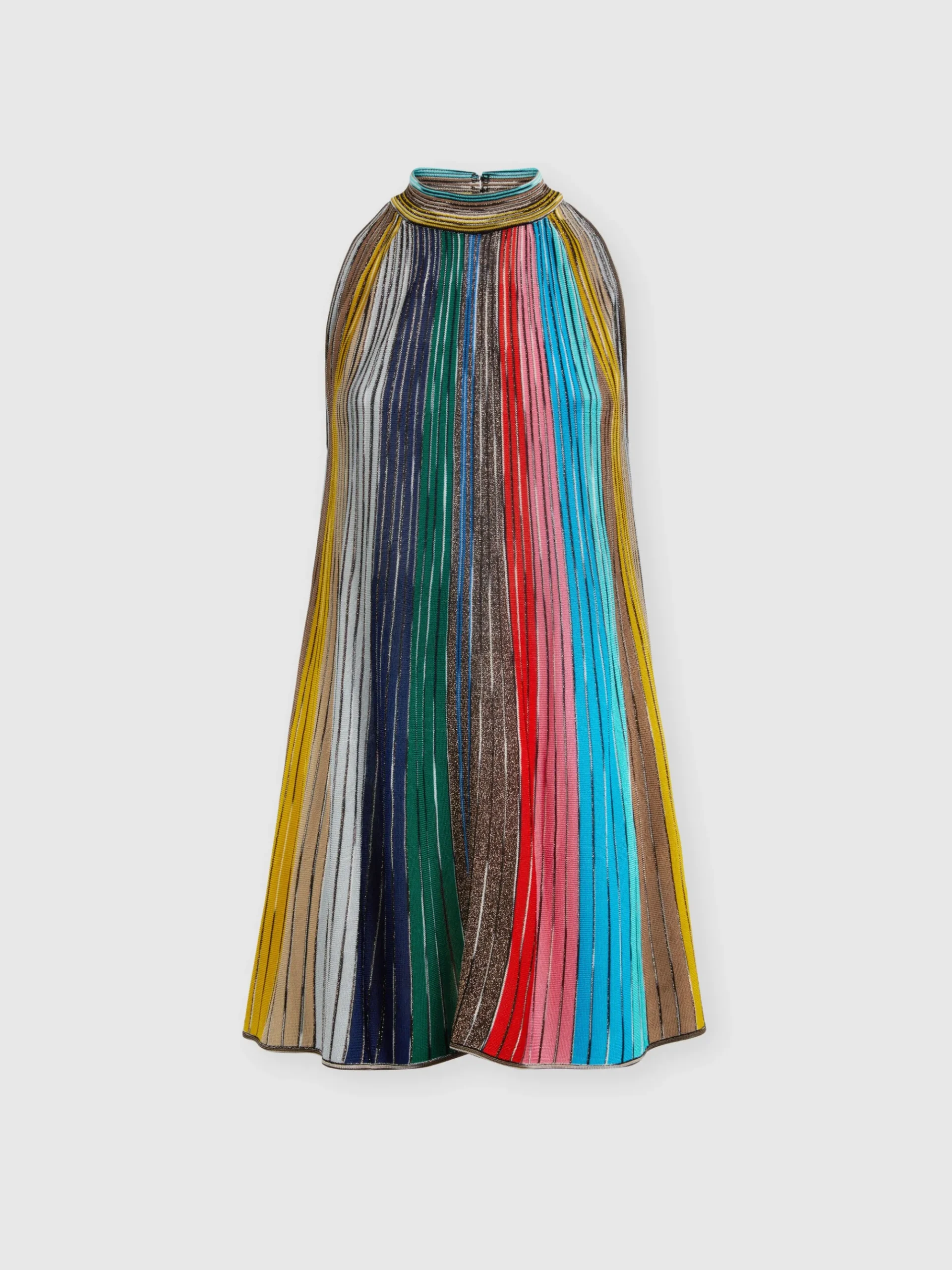 Mini-abito senza maniche in maglia plissée lamé