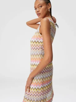 Mini-abito senza maniche in viscosa zig zag