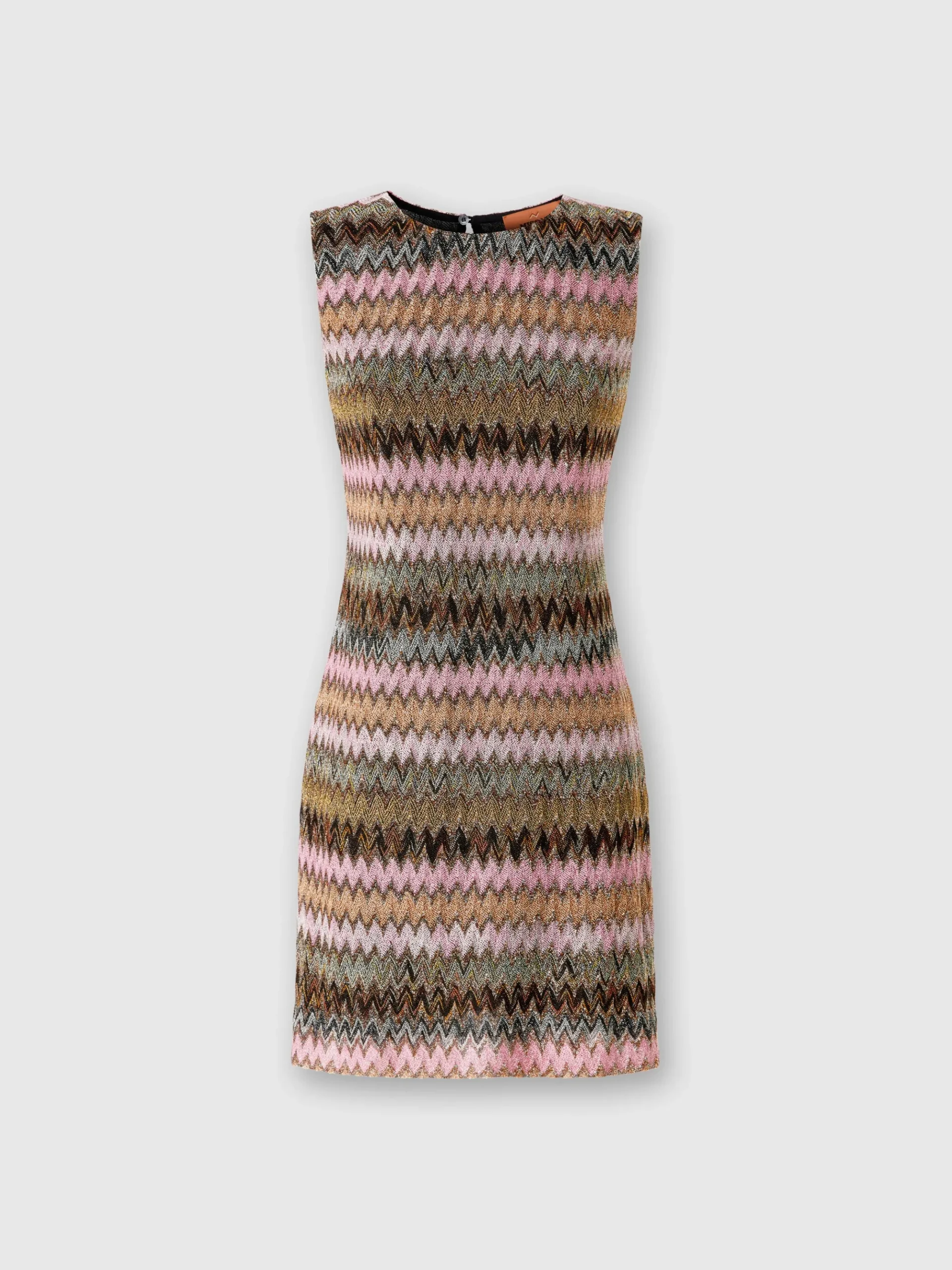 Mini-abito senza maniche in viscosa zig zag lamé
