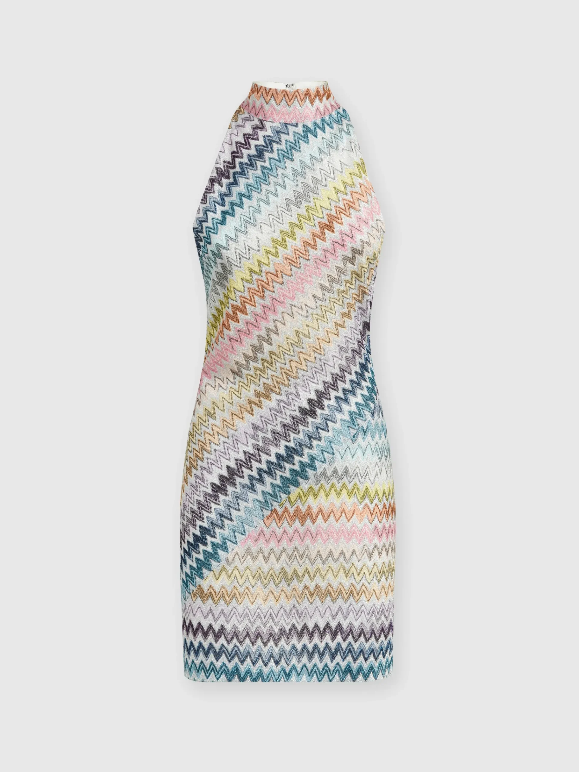 Mini-abito senza maniche in viscosa zig zag lamé