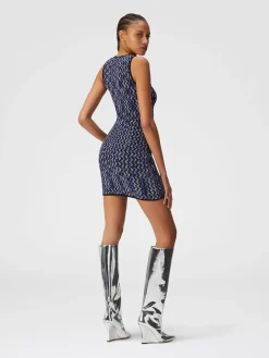 Mini-abito senza maniche zig zag con paillettes