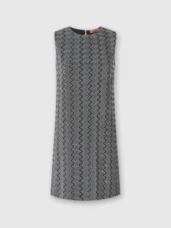 Mini-abito senza maniche zig zag lamé