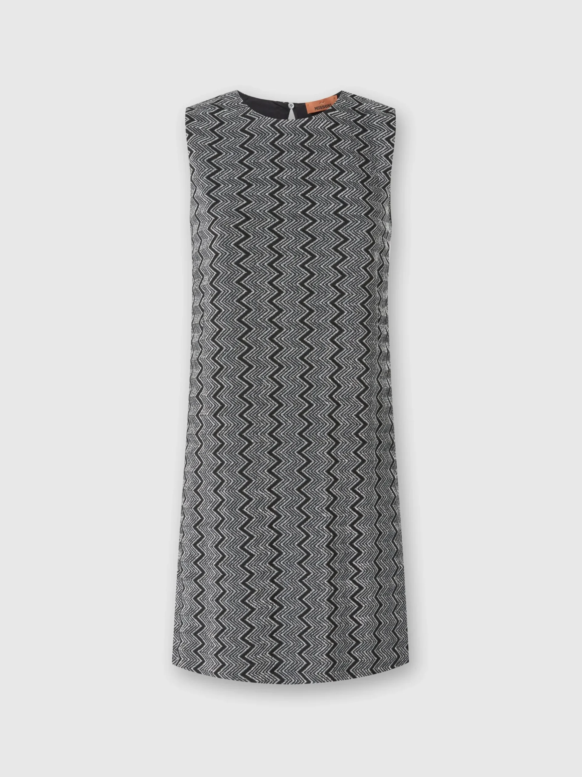 Mini-abito senza maniche zig zag lamé