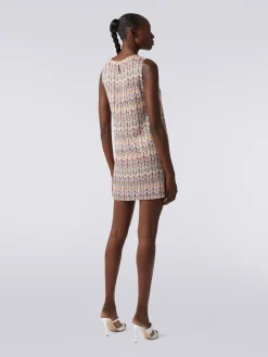 Mini-abito smanicato zig zag con paillettes