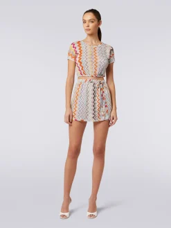 Minigonna a portafoglio zig zag con lurex