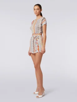 Minigonna a portafoglio zig zag con lurex